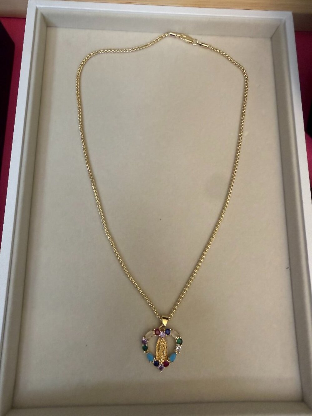 18K Gold Filled CZ Heart Guadalupe Necklace